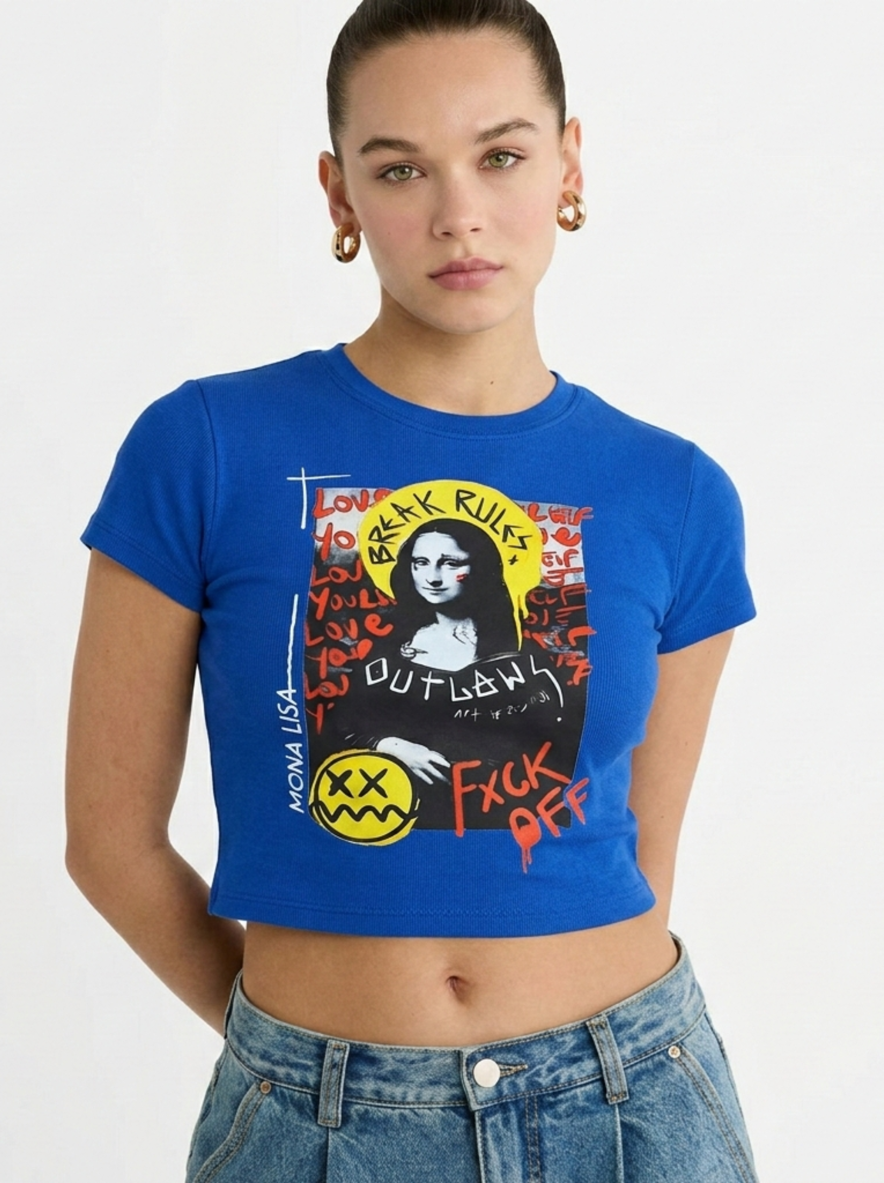 Monalisa Blue Crop T-Shirt