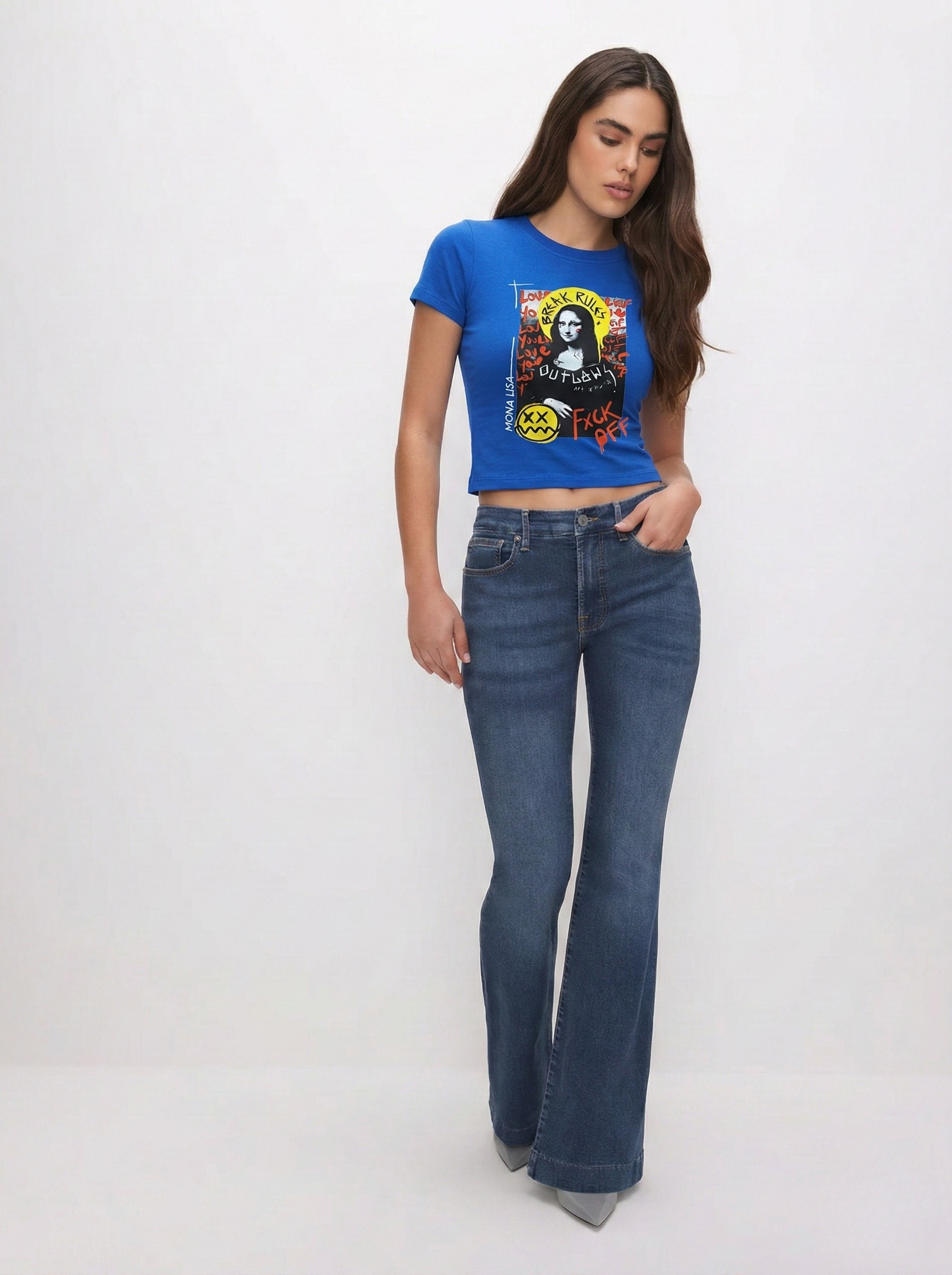 Monalisa Blue Crop T-Shirt