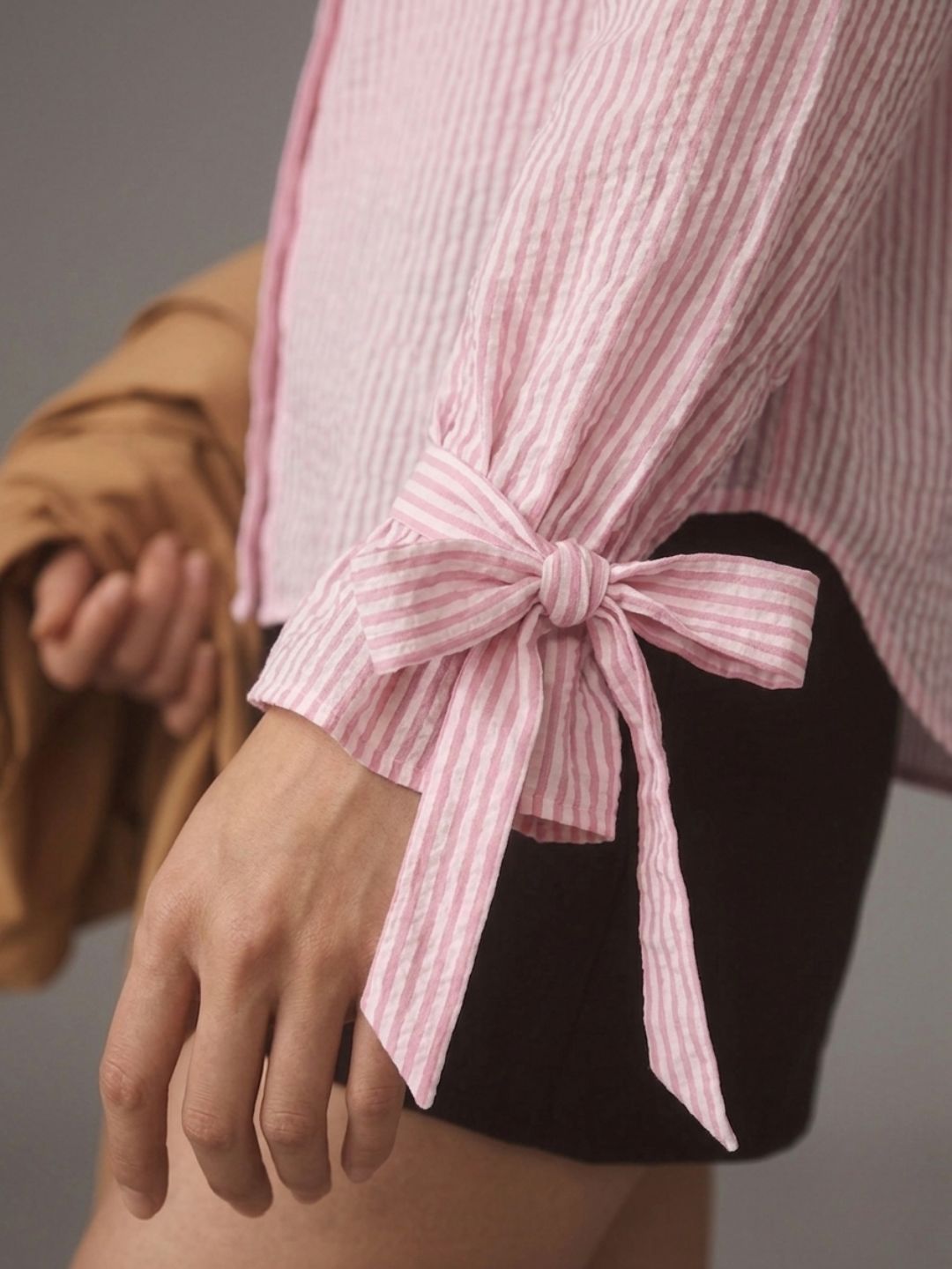 Pink Seersucker Relaxed Fit Shirt