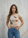 GenZ Beige Crop T-Shirt