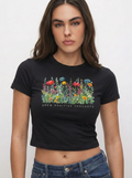 Floral Black Crop T-Shirt
