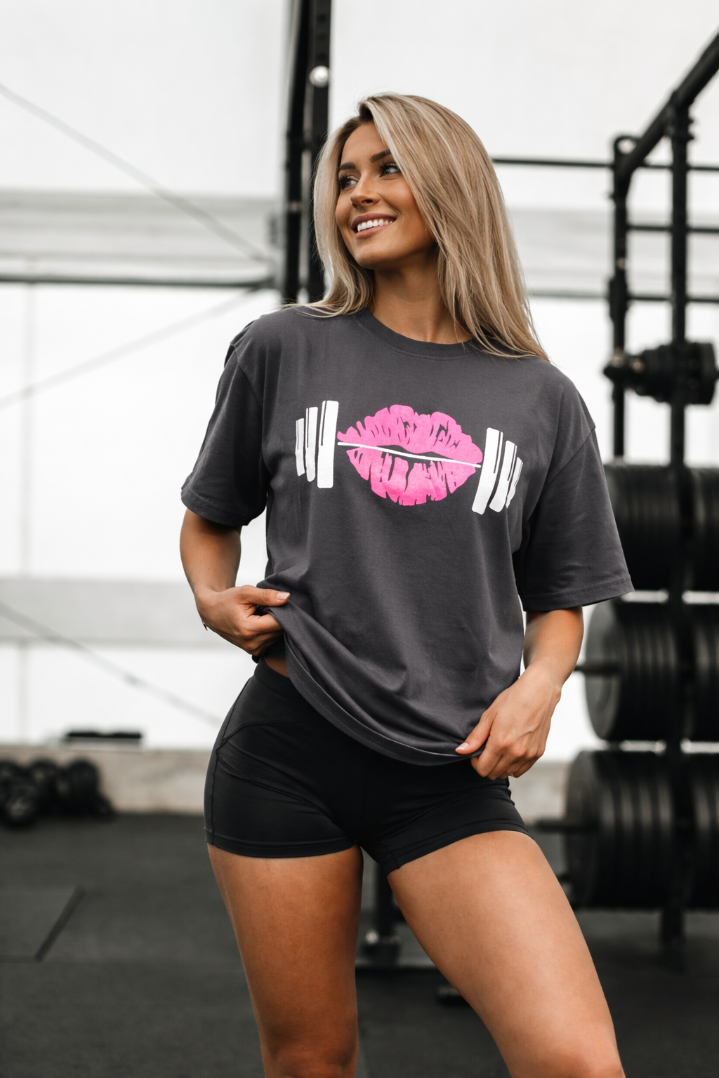 Dumbbell Gray Oversized T-Shirt