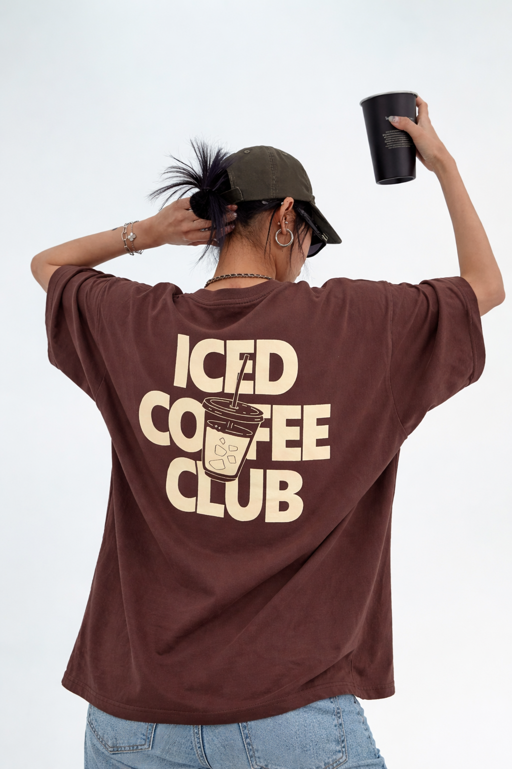 Iced Coffee Club Brown Oversized T-Shirt