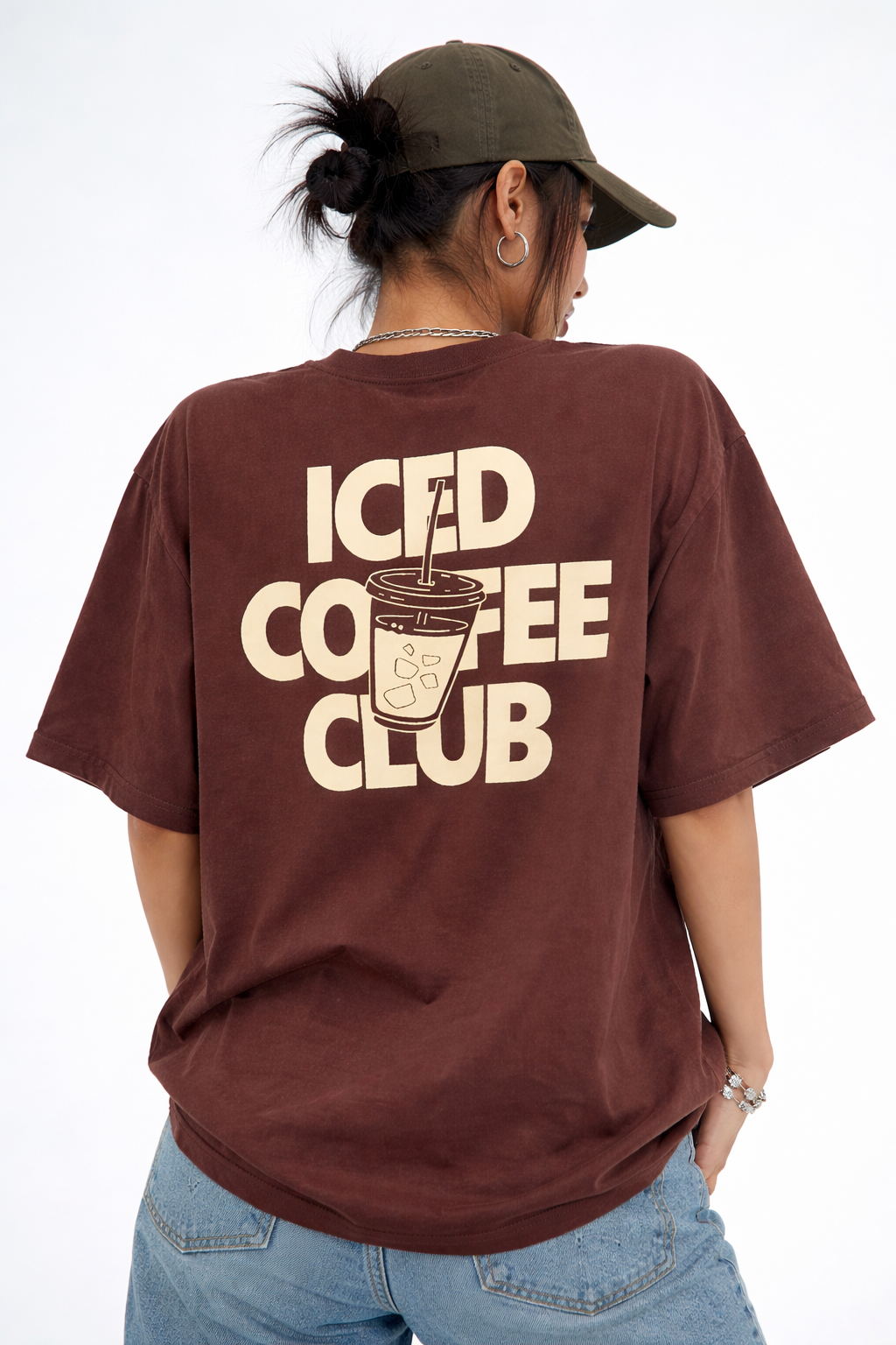 Iced Coffee Club Brown Oversized T-Shirt