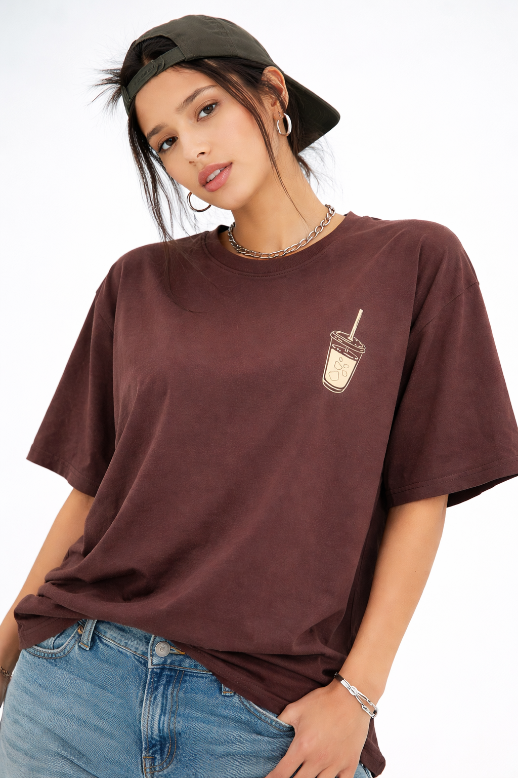 Iced Coffee Club Brown Oversized T-Shirt