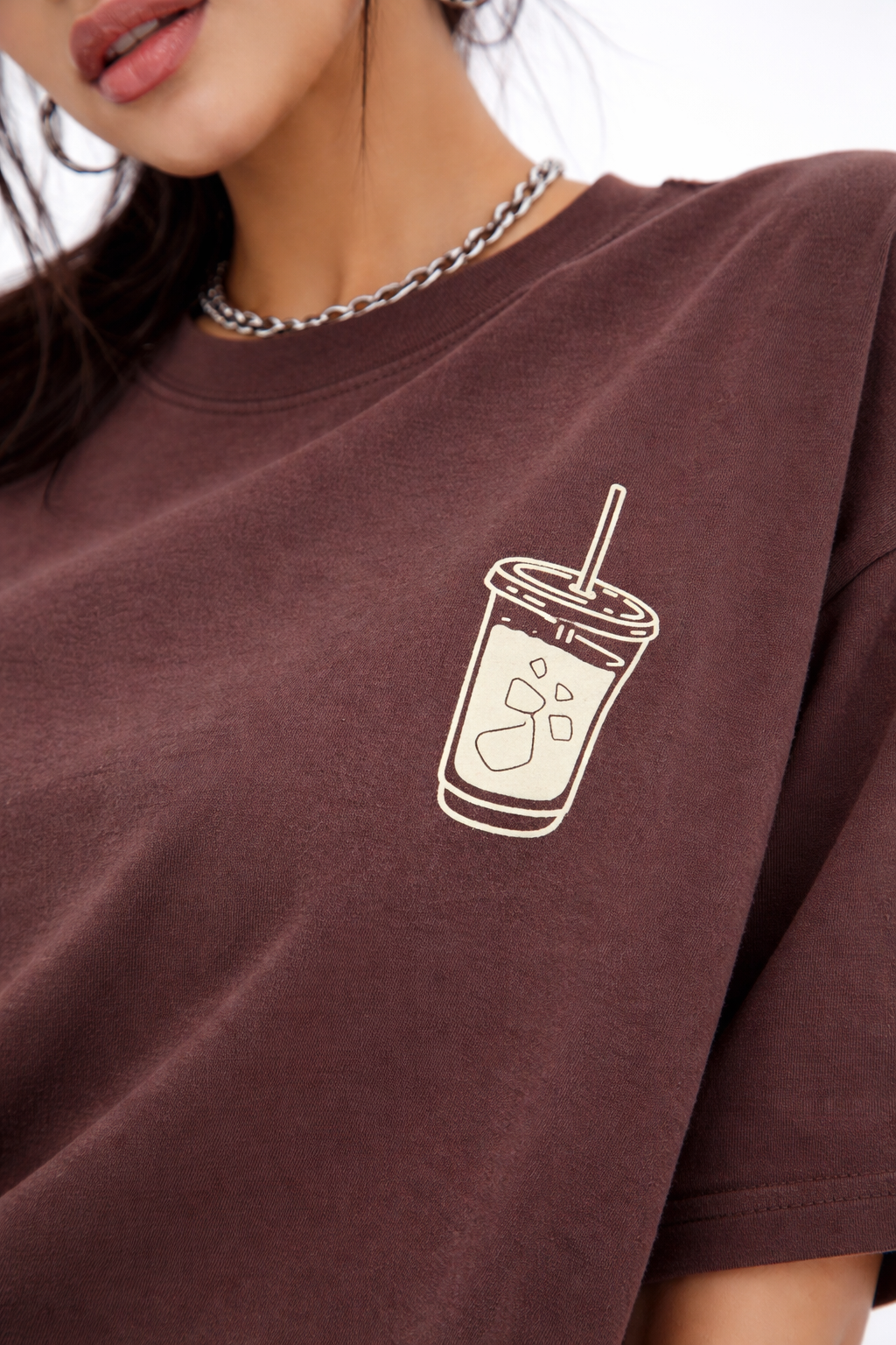Iced Coffee Club Brown Oversized T-Shirt