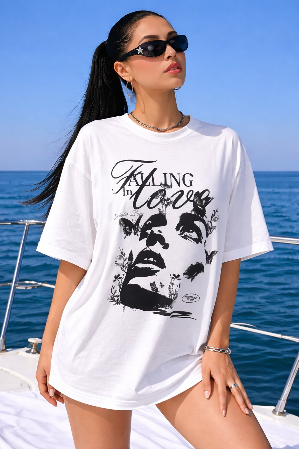 Falling in Love White Oversized T-Shirt