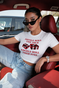 Roll The Dice White Crop T-Shirt