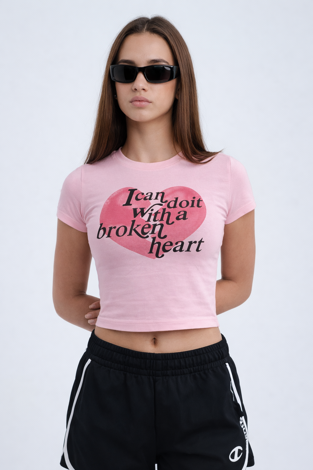 Broken Heart Pink Crop T-Shirt
