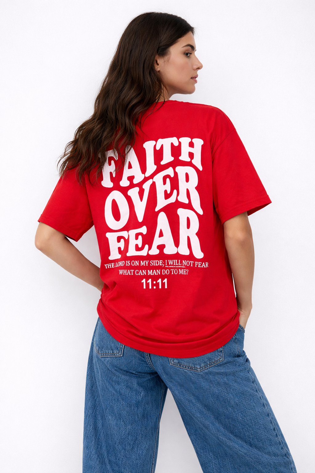 Faith Over Fear Red Oversized T-Shirt