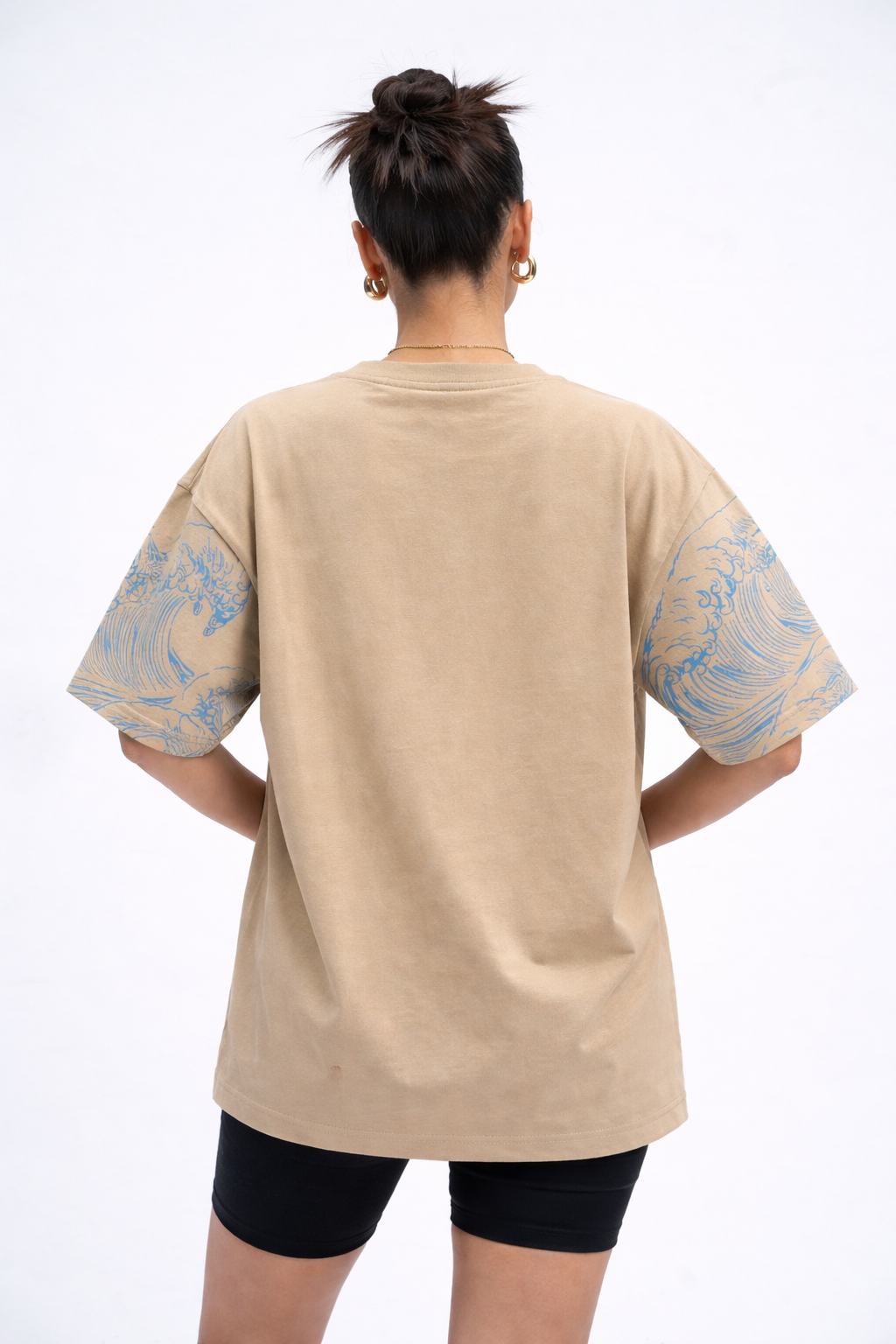 Waves Beige Oversized T-Shirt