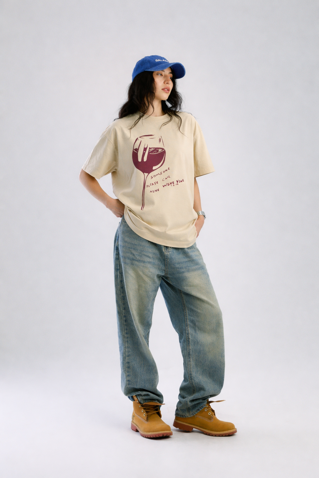 Wine Beige Oversized T-Shirt