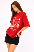 Pasta & Wine Red Oversized T-Shirt
