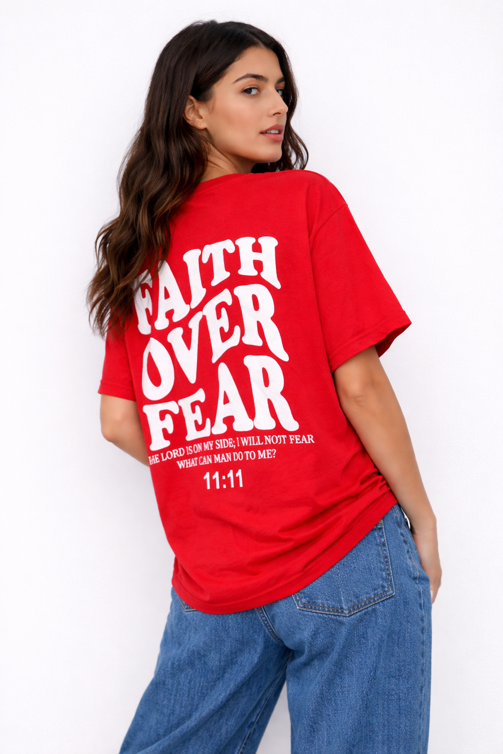 Faith Over Fear Red Oversized T-Shirt