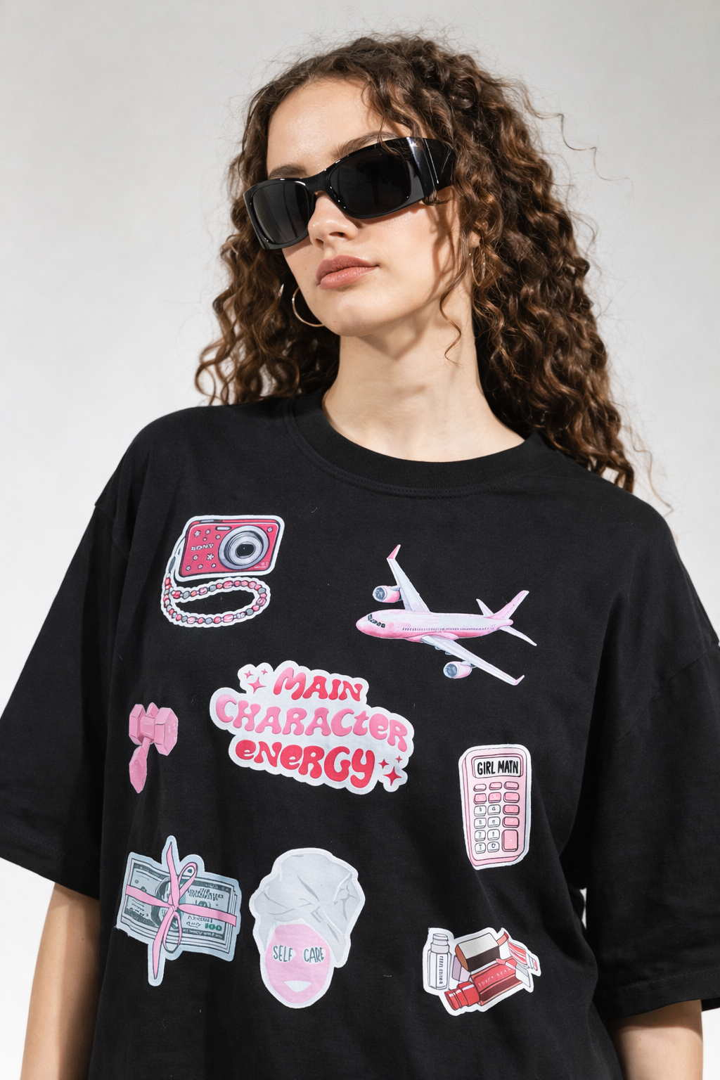 Main Character Energy Black Oversized T-Shirt