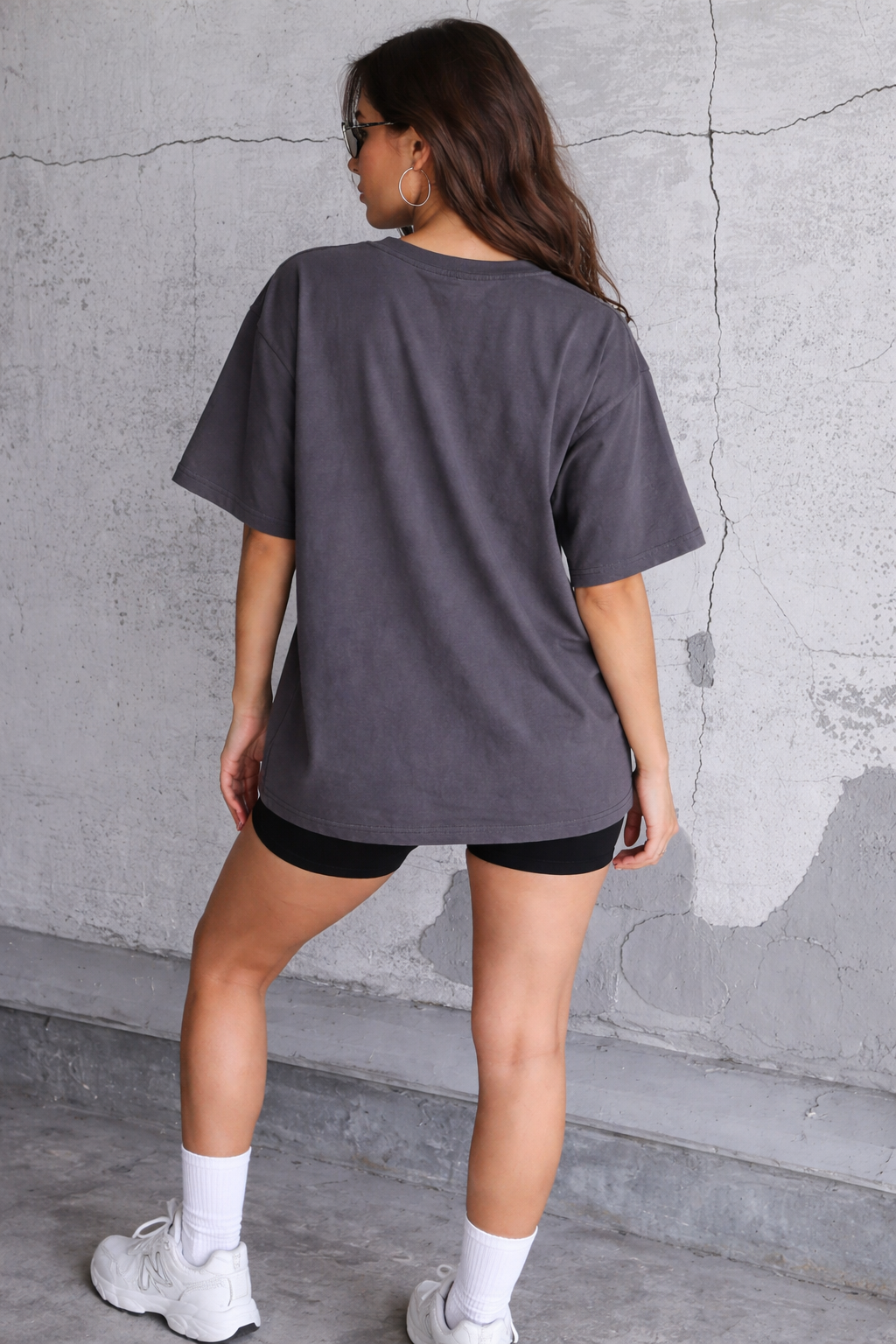 Cat Print Gray Oversized T-Shirt